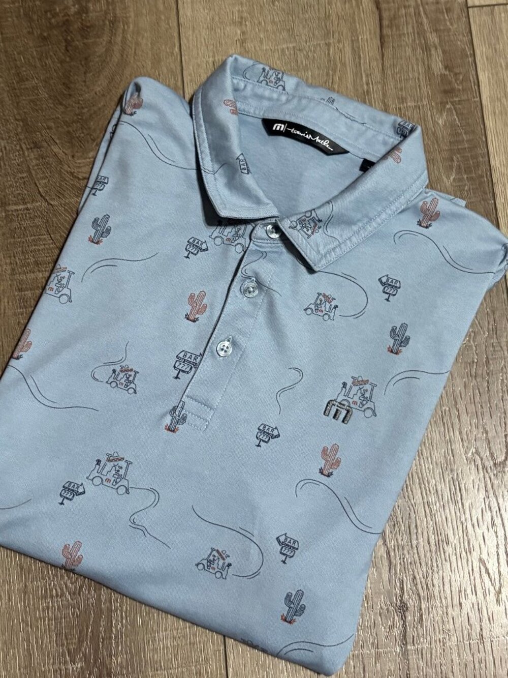TRAVIS MATHEW Men's Golf Polo Size Large Golfcart Cactus